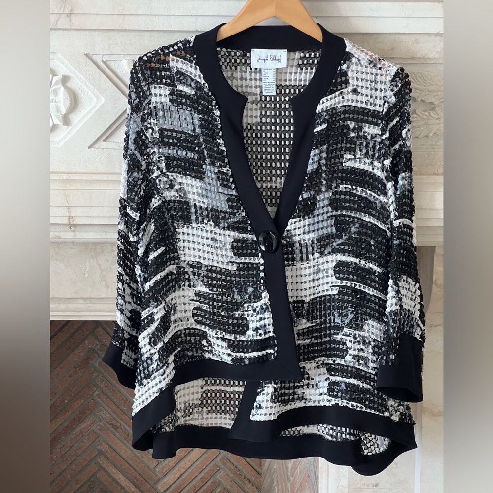 JOSEPH RIBKOFF Size 12 One Button Closure Jacket